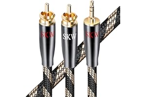SKW Audiophiles kabel audio 3,5 mm jack na 2 cinch Y Splitter Stereo kabel audio (1,5 m, czarny)