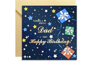XIWLAIKEQI Dad Birthday Card for Him,Birthday Gifts for Dad,Stars Navy Blue Happy Birthday Card for Family,150mm Bday Greeting Card with Envelope,Blank Inside