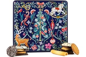 THE SILVER CRANE COMPANY Scandi Belgian Biscuits Tin - Christmas Biscuit Tins, Gift Set with Belgian Chocolate Biscuits Selection, Novelty Christmas Treat Box - Festive Tins of Chocolates Gifts for Women & Men
