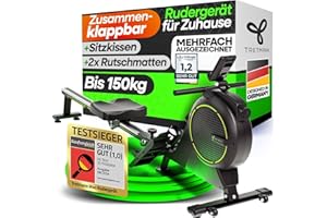 ‎TRETMANN NEU Tretmann Rudergerät für Zuhause Set - extra leise- [Wirbelstrombremse2.0] bis 150KG Zertifiziert | patentiert ErgoKonzept | Rudergerät Magnet Rudermaschine Rudergeräte Ruder Fitnessgeräte