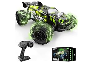 DEERC Fjärrstyrd bil, 2,4 GHz lysande RC-bilar med 2 uppladdningsbara batterier för 40 minuters speltid, terrängfordon, off-road monstertruck leksak för pojkar från 8 år