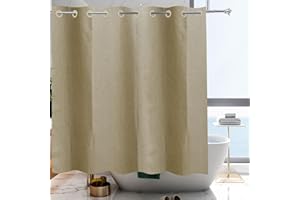 YISURE Tenda da doccia color tortora, effetto lino, 180 x 200 cm, senza ganci, impermeabile, larghezza 180 x altezza 200 cm