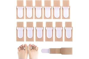 Rumgug 12Pcs Hammer Toe Straightener, Broken Toe Wraps Splint Cushioned Bandages Hammer Toe Corrector Toe Separator Spacers for Correcting Hammer Toes Broken Toes Crooked Toes & Overlapping Toe