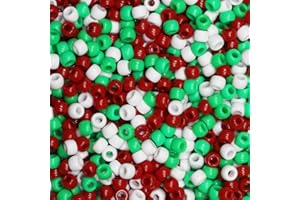 Tibaoffy Crafts Mélange de perles Rouge/blanc/vert 6 x 9 mm Environ 1 000 perles