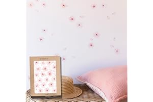 TRESXICS Pegatinas Pared Decorativas Flores del Cerezo Acuarela, 36 flores y 30 pétalos, Vinilo Adhesivo Pared Original y Duradero, Efecto de Papel Pintado Pared, Fácil Aplicación y Removible (Rosa)
