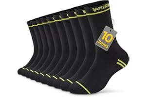 TUUHAW Calcetines Trabajo Hombre 10 Pares Largos Calcetines Hombre Mujer Invierno Algodon Negro Work Socks, OEKO-TEX Standard 100