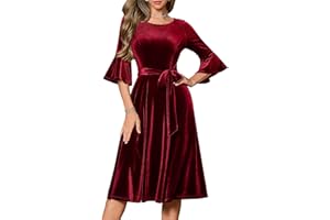 HomRain Women 3/4 Sleeve Elegant Formal Dress for Cocktail Classy Fall/Winter Christmas Church Work Dress