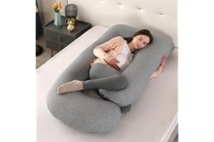 GKXLH Miękka poduszka ciążowa – poduszka ciążowa do spania na plecy, brzuch, biodra, nogi, poduszka ciążowa w kształcie litery J dla kobiet w ciąży ze zdejmowaną poszewką (szara)