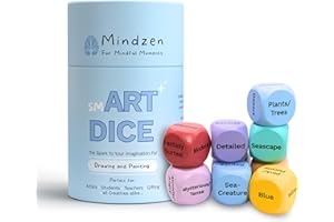 Mindzen smART DICE Drawing & Painting Game for Adults | A Unique Arts & Crafts Kit for Artists & Teachers | Set of 9 Dice to Spark Creativity & Imagination | Fun Art Supplies & Gift | 1+Players