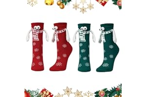 DONGSZQ 2 Pares de Calcetines MagnéTicos Navidad, Calcetines Magnéticos Parejas, Calcetine de Navida a mano, Calcetine de Navidad con brazos magnéticos para Hombres, Mujeres