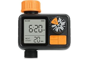 SOGUYI Programmateur D'Arrosage pour Tuyau D'Arrosage,Minuteur Arrosage 1 Zones avec EntréE en Laiton, Retardateur De Pluie/Arrosage Manuel/Arrosage Automatique Minuteur D'Irrigation Programmable