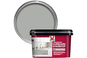 V33 Renovation Cupboard & Worktop Paint - No Undercoat Needed - High Resistance To Water Stains & Scratches - Ultra Washable - Loft Grey 2L