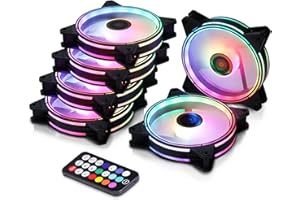 Onewatt DS-G06DS ARGB LED 120MM Case Fans Remote Control for PC Cases, CPU Coolers, Radiators System (6pcs RGB Fans, G Series)
