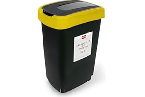 Hastic Mülleimer mit Schwingdeckel 50L - Mülleimer mit Deckel - Mülleimer Schwingdeckel - Schwingdeckeleimer - Mülleimer Plastik (Schwarz-Grün, 50L)