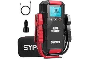 SYPOM Avviatore Batteria Auto, 6000A Avviatore Emergenza (Fino a all Gas e 12.0L Diesel), 12V Starter Batteria con Torcia a LED, Booster Avviamento Auto