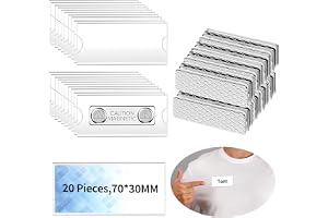 20 st klädnamnskyltar: TPTGIAR 70 x 30 mm, magnetiska akrylmagneter med 2-punkts självhäftande magneter för kläder, kontor, skola, konferenser