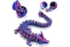 BAICAI 3D Gedrucktes Drachenei,Geheimnisvolle Realistische Drachen Spielzeug, Dragons Spielzeug, Beweglicher Drachen Figuren, Abnehmbare Eierschale Und Flexible Gelenke (Laser Lila)