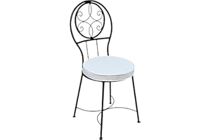 MARRAKESCH Oryginalne śródziemnomorskie krzesło ogrodowe z metalu, czarne, tarasowe, Ø 40 cm, krzesło balkonowe z poduszką do siedzenia, poduszka na krzesło, żelazne krzesło jako krzesło bistro, śródziemnomorska