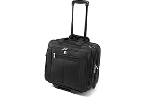 Lombard Executive Wheeled Laptop Bag - Black Pilot Case for Business Travel - Modern Design Laptop Trolley Bag for Men & Women - Flight Bag Rolling Briefcase with Extending Retractable Twin Handles