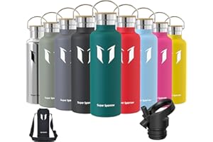 Super Sparrow Gourde Isotherme - Bouteille Isotherme - 350ml/500ml/ 620ml/750ml/1L - Étanche Sport Gourde INOX Bouche Standard - Gourde Enfant sans BPA- Pour Plein Air & Quotidien - Avec 2 Bouchons