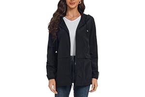 Asoodiy Lightweight Raincoat Womens Waterproof Rain Jacket Windbreaker Hooded Outdoor Rain Coats for Camping Running Walking