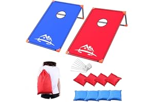 OBOVO Portable Cornhole Toss Set Outdoor Cornhole Game with PVC Framed, 8 Bean Bags and Carrying Bag for Kids, Backyard, Lawn, Beach 2-in-1 Camping Corn Hole Garden Game