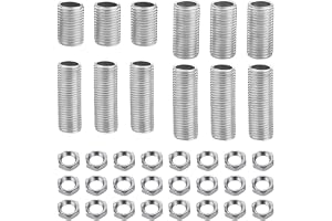 Carkio lampa rörnippel set, inklusive M10 0,75 tum 3,04 cm 4,1 cm 5 cm längd nipplar och M10 mutter, zinkpläterad, totalt 36