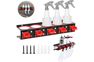 Mlijzard Spray Can Holder, Wall Shelf Workshop with 5 Removable Hooks, Spray Bottle Holder, Can Holder for Spray Bottles, Workshop Tool Organiser Holder for Spray Cans, Garage Wall Shelves