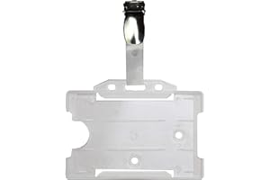PCL Media ltd Opaque Single Sided ID Card Holders & Crocodile Strap ID Badge Clip (Holders are Now Bio Degradable) Work ID Badge Holder