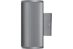 Konstsmide Outdoor Wall Light Mains Powered/Siracusa Up Down Lamp/2 x 35 W GU10 Max Wall Lamp/Clear Glass Lens/IP44/Outside Light Aluminium Grey