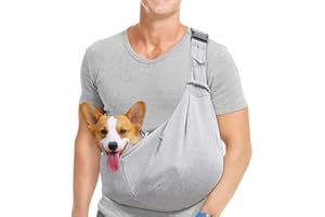 LEKEFETO Borsa per cani, tracolla regolabile, per cani e animali domestici, per cani di piccola taglia, portata fino a 7,5 kg (grigio)