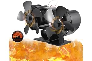Ailgely Ventilatore per Stufa a Legna con Termometro,Ventilatore per Camino10 Pale,A Doppio Motore Alimentata a Calore,Silenzioso Efficiente Ecologico per Bruciatore di Tronchi Camino