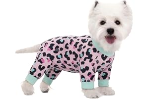 BLUE DREAM ISLAND Dog Surgery Recovery Suit for Male/Female,Dog Anti-Hair Anti Licking Pajamas Onesie,Wound Protection Puppy E-Collar & Cone Alternative Jumpsuit For Small Medium Dogs_XL(Pink Leopard)