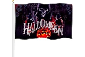 HESTYA Weihnachten Halloween Erntedankfest Garten Flagge Doppelseitig Polyester Hausflagge Banner Feiertag Vintage Hof Flagge für Terrasse Rasen Outdoor, 3 x 5 Fuß (Halloween Stil)