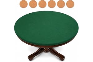 Katai Poker bordsunderlägg, grön – filt bordsduk i casinostil för poker, mahjong & brädspel – lämplig för runda bord Ø 36–48 tum – ljuddämpande, halkfri och inkl. 6 korkunderlägg