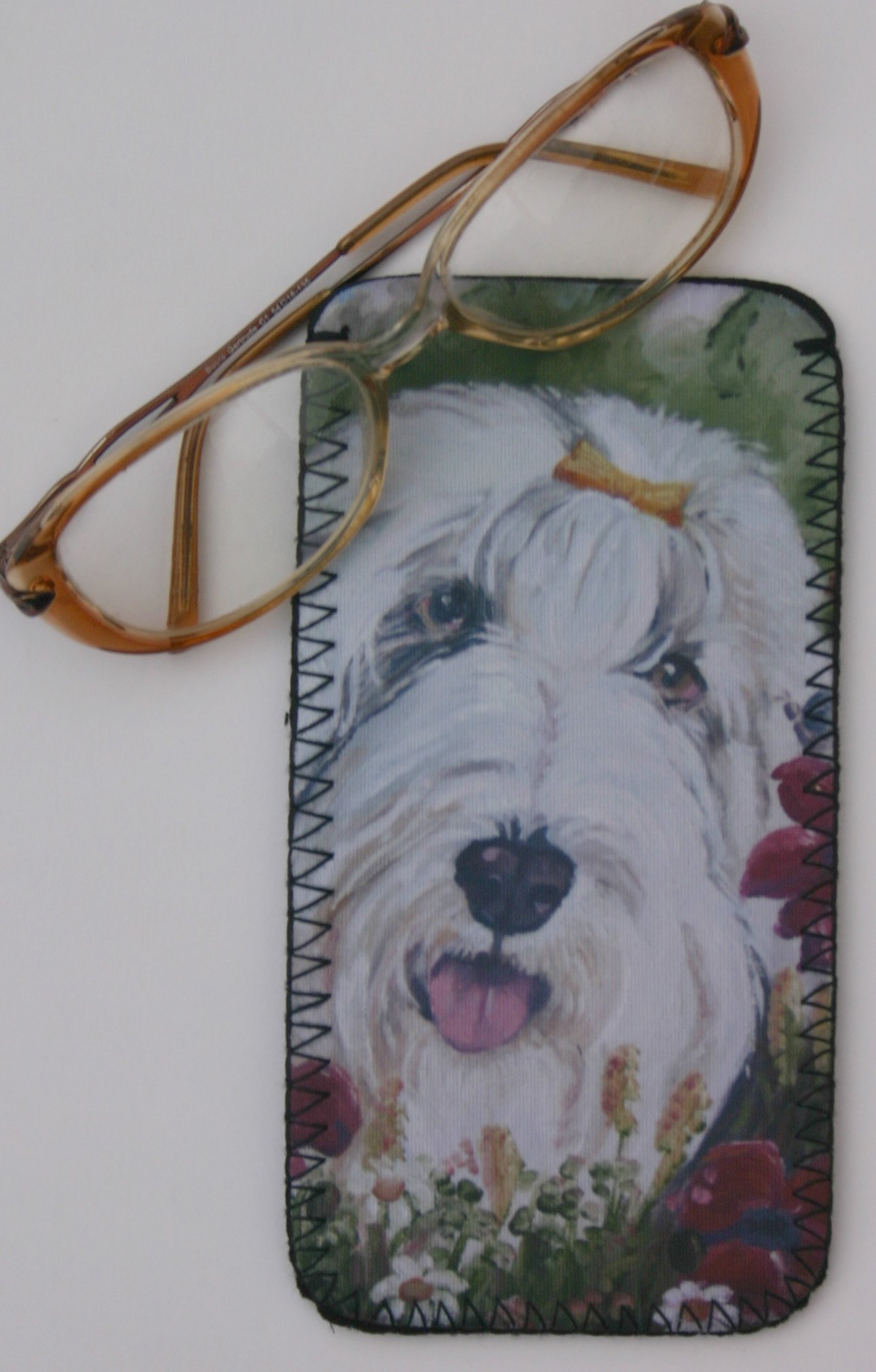BEARDED COLLIE DOG GLASSES CASE POUCH design Sandra Coen Dogs.co.uk