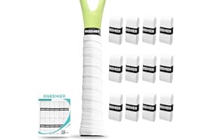 Ogeenier Tennis Racket Grip Tape, 12 Pack, Absorbent and Anti-Slip Badminton Squash Racket Grip, Precut Soft Racquet Padel Overgrip Tape