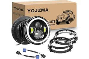 YOJZMA 2 faro LED rotondo da 7 pollici, 4 LED per motocicletta, luce di svolta ambrata abbagliante/anabbagliante, DRL bianca per Wrangler JK TJ LJ CJ, motocicletta Davidson con staffe di montaggio