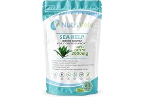 Nutrivolv Sea Kelp 2000mg Iodine Supplement - 60 Tablets - Source of Iodine Thyroid Improves Hair Growth, Skin & Immune System