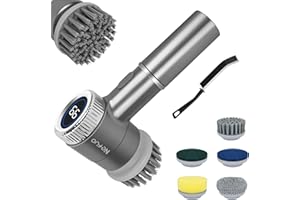 Nefuo Elektrische Reinigungsbürste, Elektrische Putzbürste mit 5 Bürstenköpfe, Electric Cleaning Brush mit 3 Geschwindigkeiten, Led Anzeige, Electric Spin Scrubber für Fliesen, Duschen, Glas, Bad