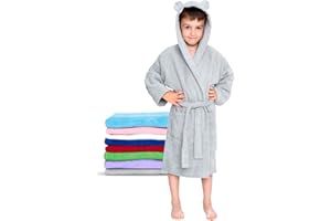 Twinzen - Bathrobe Kids for Boys & Girls - 100% Cotton Oeko-TEX® - Belt, 2 Pockets, Hood with Ears