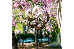 STEADYDOGGIE Wind Spinner Iris 155cm (61in) Single Blade Easy Spinning Kinetic Wind Spinner for Outside – Vertical Metal Sculpture Stake Construction for Outdoor Yard Lawn & Garden