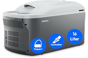 MEDION Kühlbox 2in1 Kühlen und Wärmen (16 Liter, Mobile elektrische Auto Kühlbox, Thermo-elektrisch, Mini Kühlschrank, 2in1 Anschluss 230V & 12V, Tragegurt, für Urlaub, Camping und Reisen, MD13100)
