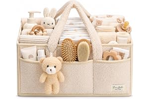 PeraBella Baby blöja caddie organiserare för skötbord, babyförvaringskorg för blöjor och babyvåtservetter, present till baby shower, bil caddieratör, barnkammare blöjförvaring, bärbar blöjförvaring