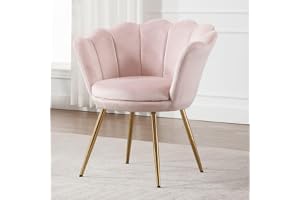 chairus Elegant Lounge Fåtölj Toalettbordsfåtölj med Blommig Ryggstöd, Sminkstol Sammet Lounge för Vardagsrum/Sovrum, Ljusros