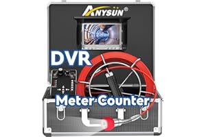 Anysun Cámara Endoscópica, Camara Inspeccion Tuberias, Camara Endoscopica con Contador de Metros, Grabadora DVR, Endoscopio Industrial Impermeable IP68 con Monitor a Color de 7" 1000TVL