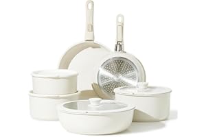 CAROTE Zestaw garnków i patelni, zestaw nieprzywierających naczyń kuchennych, zdejmowany uchwyt, indukcyjne zestawy naczyń kuchennych nieprzywierające ze zdejmowanym uchwytem, zestaw naczyń do