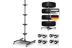 ‎BONSPORT bonsport Felgenbaum XL für Autoreifen bis 295mm fahrbar - Reifenständer belastbar bis 150 kg inkl. 8 Reifen Markierer - Reifenbaum mit Rollen