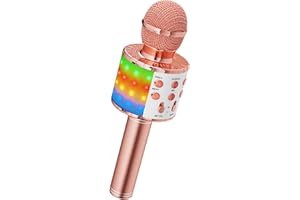 ANKUKA Magic Sing mikrofon LED do karaoke dla dzieci, bezprzewodowa zabawka Bluetooth od 3-12 lat, prezent dla dziewcząt, głośnik KTV z zniekształceniem głosu, domowa maszyna do karaoke KTV do systemu