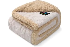 ‎LUCIPHIA luciphia wasserdichte Hundedecke Waschbar, Haustier Decke für Hund Katzen Welpe, Kuscheldecke Weich Flaushig Sherpa Fleece, Katzendecke Mittelgroße Große für Bett Sofa Couch, Beige Gitter 145 * 165cm